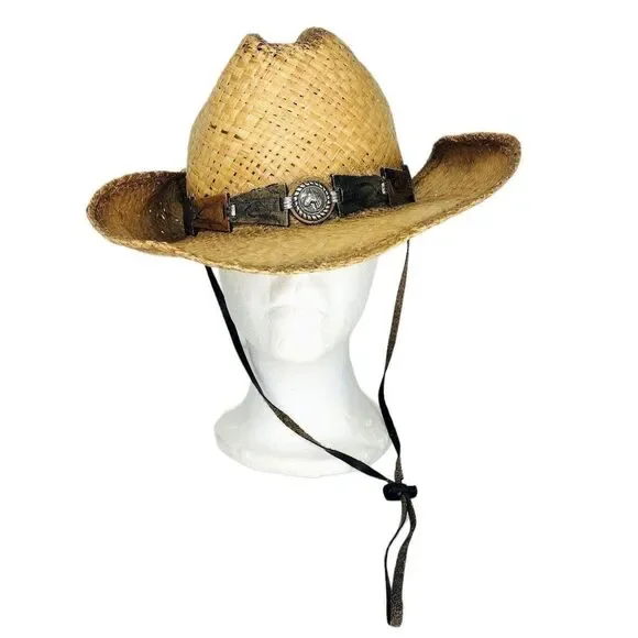 Monte Carlo Straw Raffia Bullhide Hat Co Western Rockabilly Boho Cowboy Size XL - Picture 2 of 11